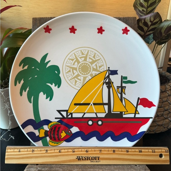 VINTAGE Taipro Melamine Sailboat Ocean Platter Plate - Picture 3 of 6